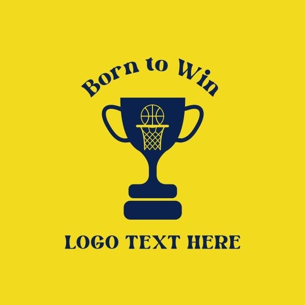 trophy, champion, athletics, Yellow And Black Basketball Sports Logo Template