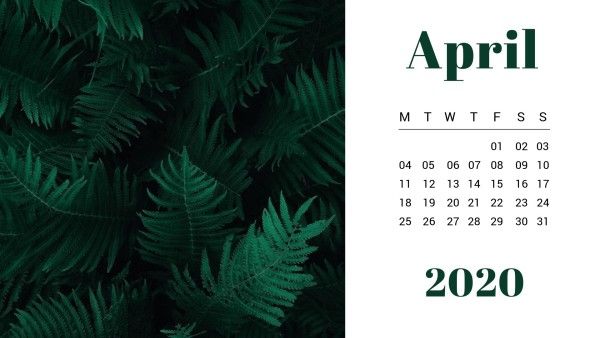 spring, april, date, Green Leaf Monthly Calendar Calendar Template