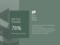 outline, city west plaza, facts, Dark Green T.C.W.P. Ppt Presentation 4:3 Template
