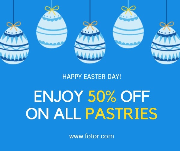 Blue Happy Easter Discount Facebook Post