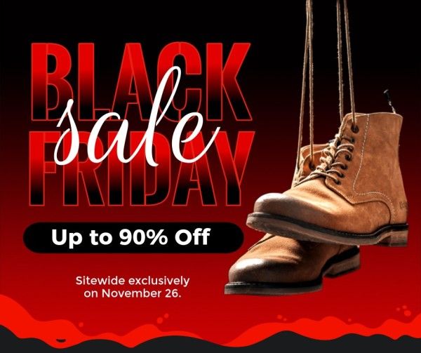 promotion, discount, ads, Black And Red Modern Black Friday Sale Facebook Post Template