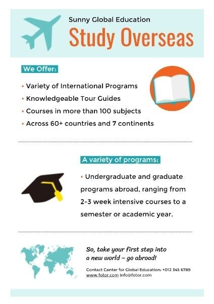 abroad, education agency, education, Study Overseas Poster Template