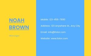 marketing, financial, organization, Blue Yellow Critical Business Plan Business Card Template