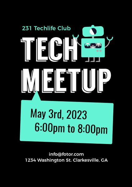 meeting, technology, conversation, Tech Meetup Poster Template