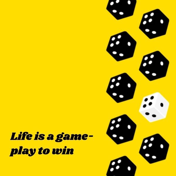 gambling, gaming, fun, Yellow Game Dice Quote Instagram Post Template