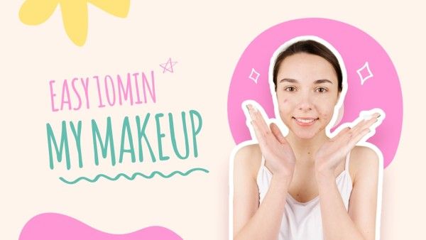 beauty, skincare, routine, Soft Pink Simple Makeup Tutorial Youtube Thumbnail Template