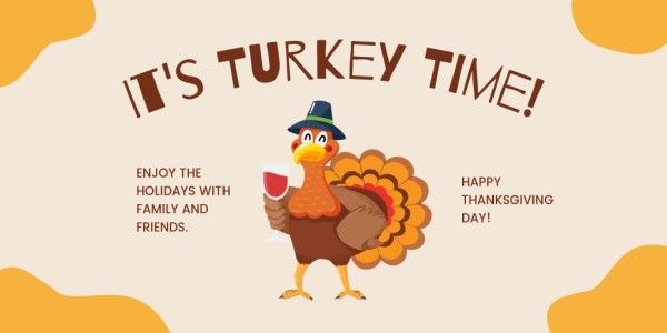 thanksgiving, holiday, festival, Orange Turkey Wishes Quote Twitter Post Template