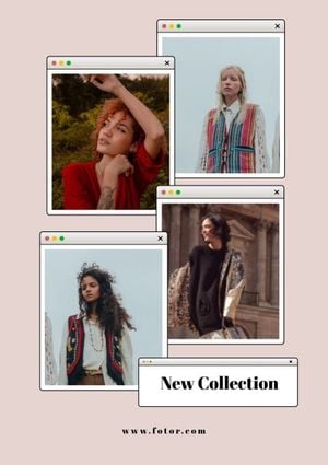 new collection, new, new arrival, Beige Photo Collage Windows Frames Fashion Collection Poster Template
