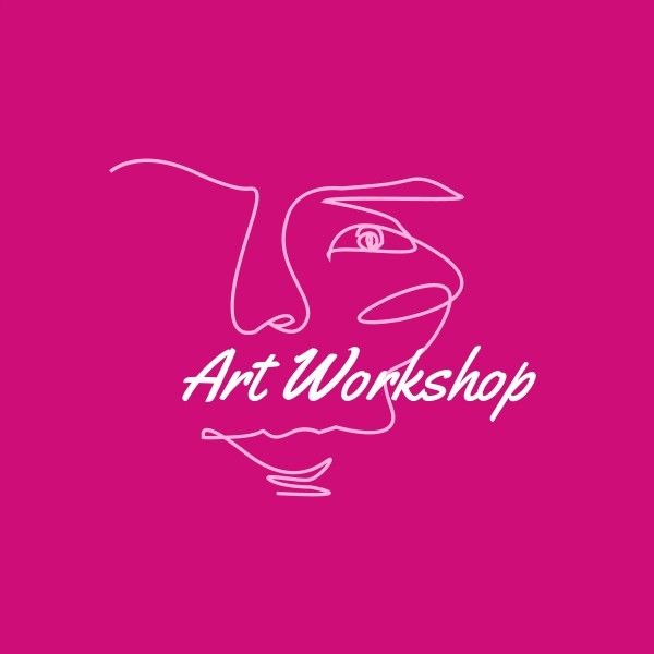 painting, oil painting, drawing, Pink Art Workshop Logo Logo Template
