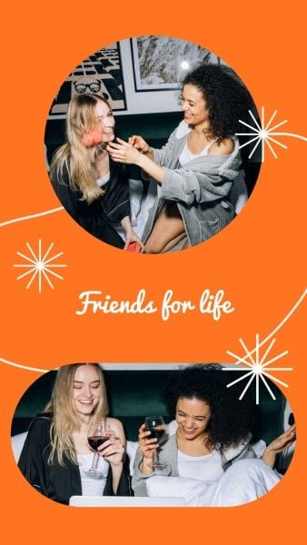 happy, girl, woman, Orange Friends For Life Instagram Story Template