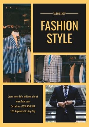 黄色和黑色时尚风格男士裁缝店 宣传单