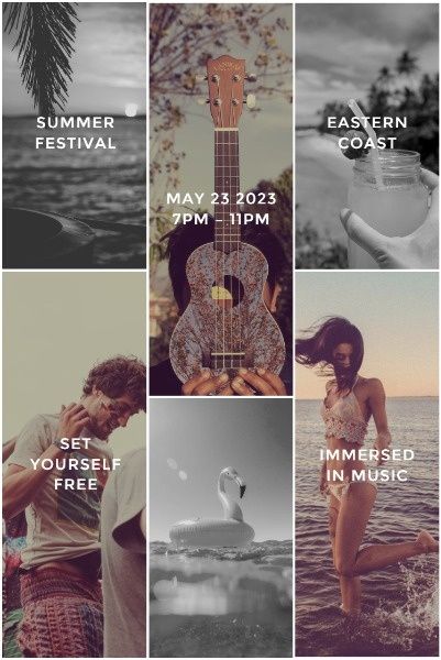 music festival, musical, party, Summer Coast Festival Pinterest Post Template