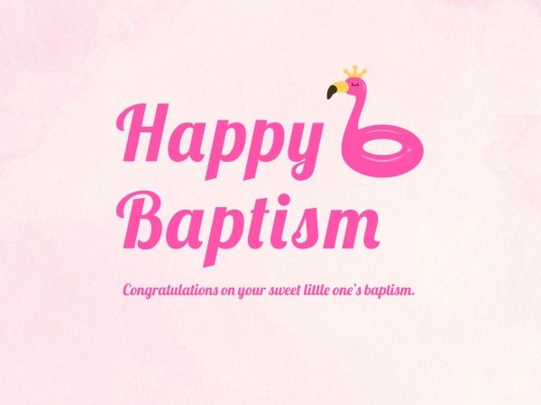 ピンクハッピー洗礼 メッセージカード