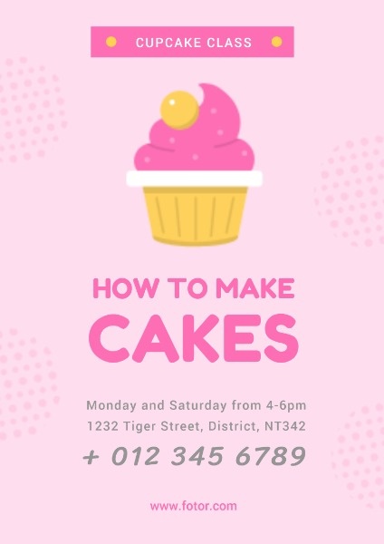 蛋糕面包店课程 英文海报