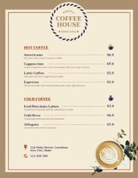 cafe, shop, drink, Vintage Coffee House Menu Template
