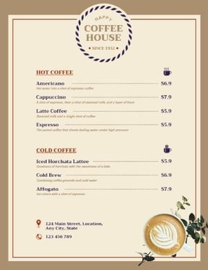 复古咖啡屋菜单 英文菜单