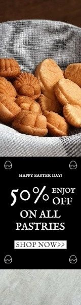 sale, gift certificate, store, Easter Pastries Discount Wide Skyscraper Template