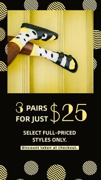 Black And Yellow Polka Dots Socks Sale Instagram Story