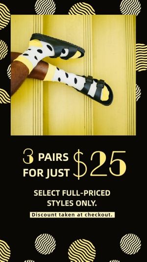 Black And Yellow Polka Dots Socks Sale Instagram Story