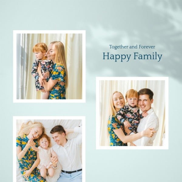 Blue Shadow Modern Family Collage Photo Collage (Square)