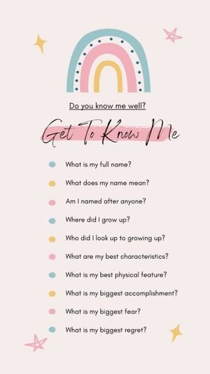 ピンクは私を知って質問リストを取得します。 Instagram Story