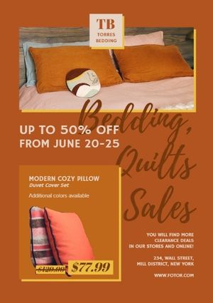 home, homeware, house, Orange Bedding And Living Stuff Sale Flyer Template