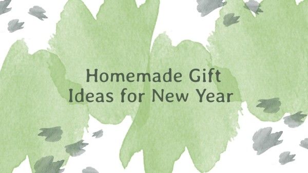 handmade, simple, ink], White Green New Year Gift Youtube Thumbnail Template