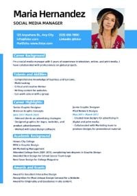 Social Media Manager Simple Resume