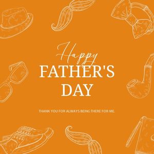 greeting, celebrate, celebration, Orange Hand Drawn Vintage Father's Day Instagram Post (Square) Template