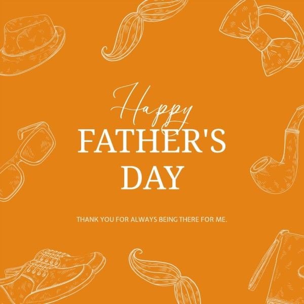 greeting, celebrate, celebration, Orange Hand Drawn Vintage Father's Day Instagram Post Template