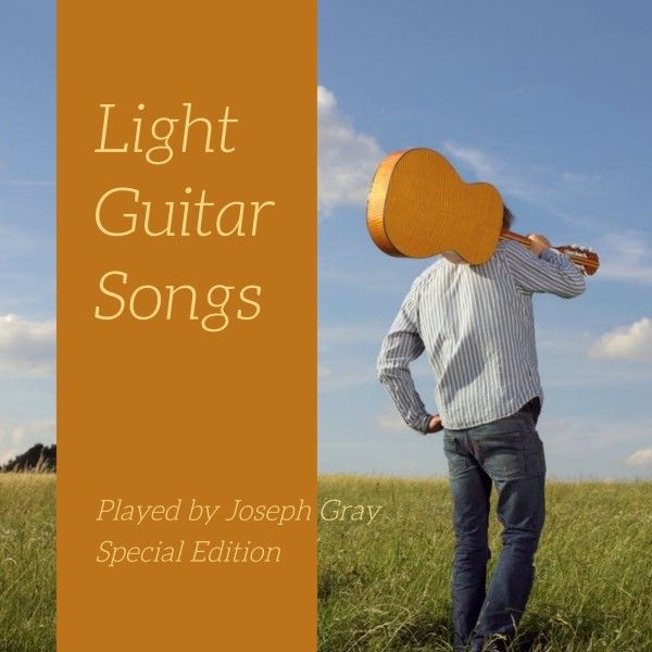 song, music, man, Light Guitar Album Cover Template