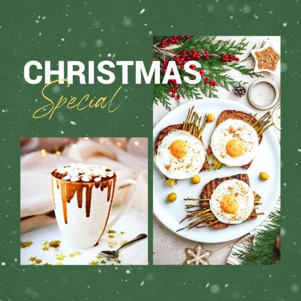 xmas, christmas recipe, collage, Green Christmas Dessert Recipe Instagram Post Template