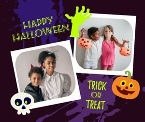 Happy Halloween Kids Friends Collage Facebook Post