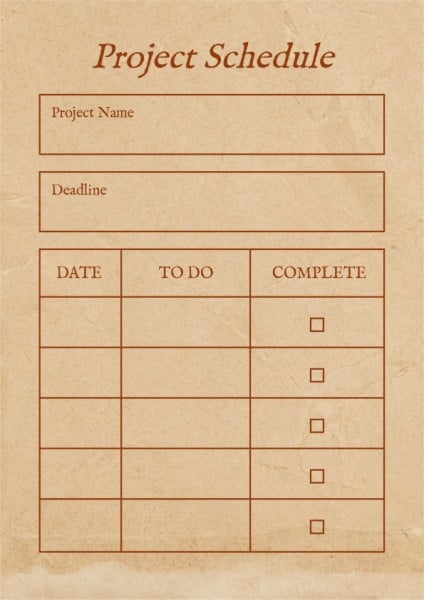 Brown Vintage Project Schedule