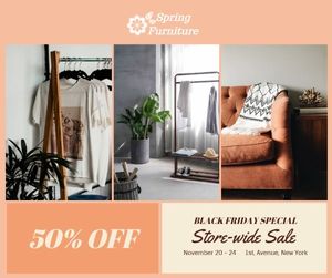 discount, business, store, Orange Spring Furniture Sale Facebook Post Template