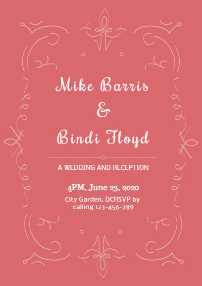 ピンクの結婚式のパーティー 招待状