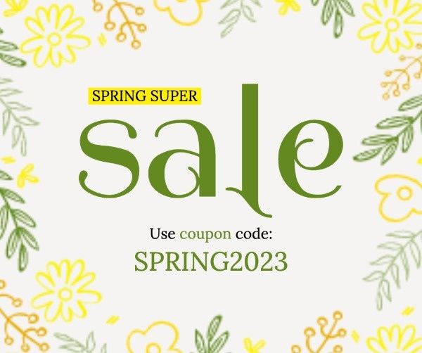 business, shop, online sale, Yellow Botanical Spring Sale Facebook Post Template