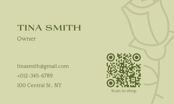 Green Simple Illustration Florist QR Code