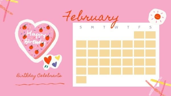 date, day, month, Cute Cartoon Calendar Template