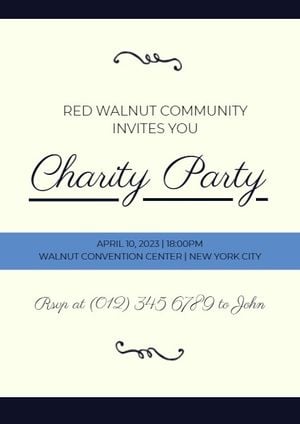 fundraising, fundraiser, parties, Blue And Yellow Charity Party Invitation Invitation Template