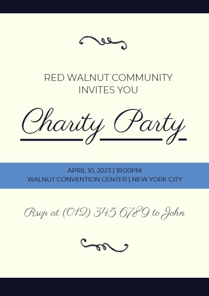 Blue And Yellow Charity Party Invitation Invitation