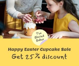 easter, sale, cupcake, Brighten Up Your Day Facebook Post Template