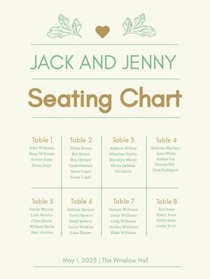 party, gathering, people, Beige And Green Background Seating Chart Template