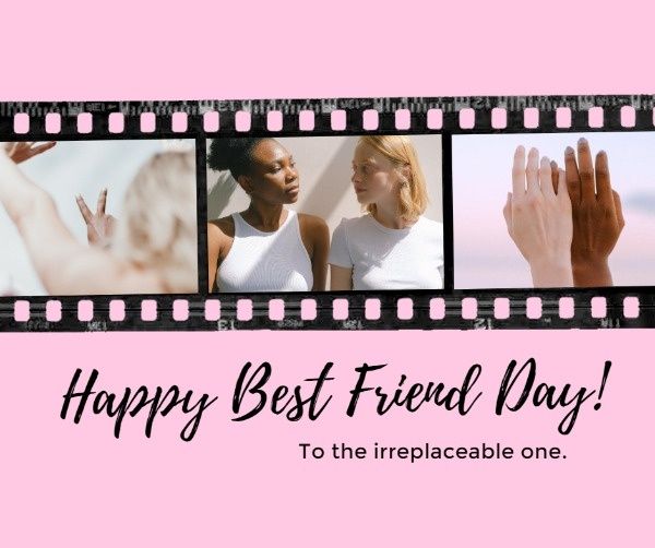 best friend, friends, friendship, Pink Photo Collage Friend Day Facebook Post Template