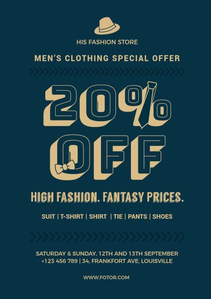 clothes, discount, promotion, Men's Fashion Sale Poster Template