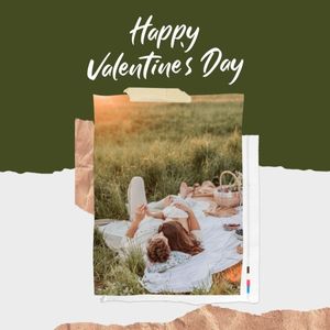collage, photo, couple, Green White Valentines Day Love Instagram Post Template