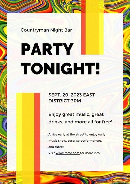 Bar Party Marble Ink Design Poster