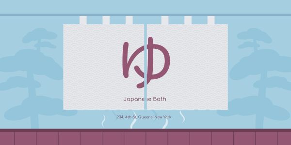 bathing, noren, shower, Japanese Bath Twitter Post Template