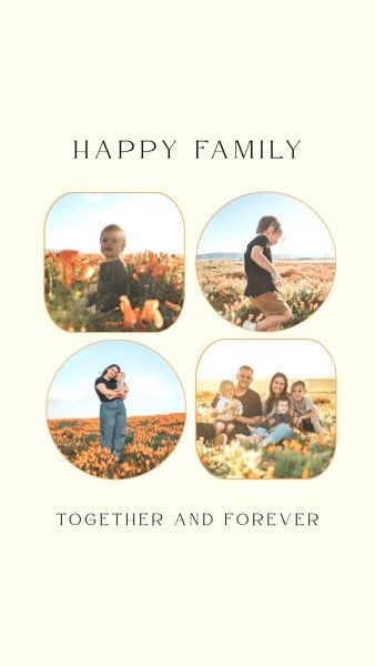 love, clean, happy, Yellow Modern Family Photo Collage 9:16 Template