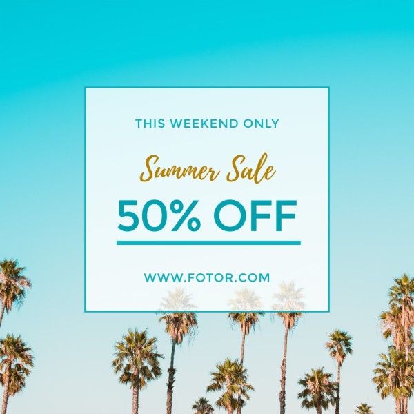 business, commercial, sales, Blue Simple Summer Weekend Sale Instagram Post Template